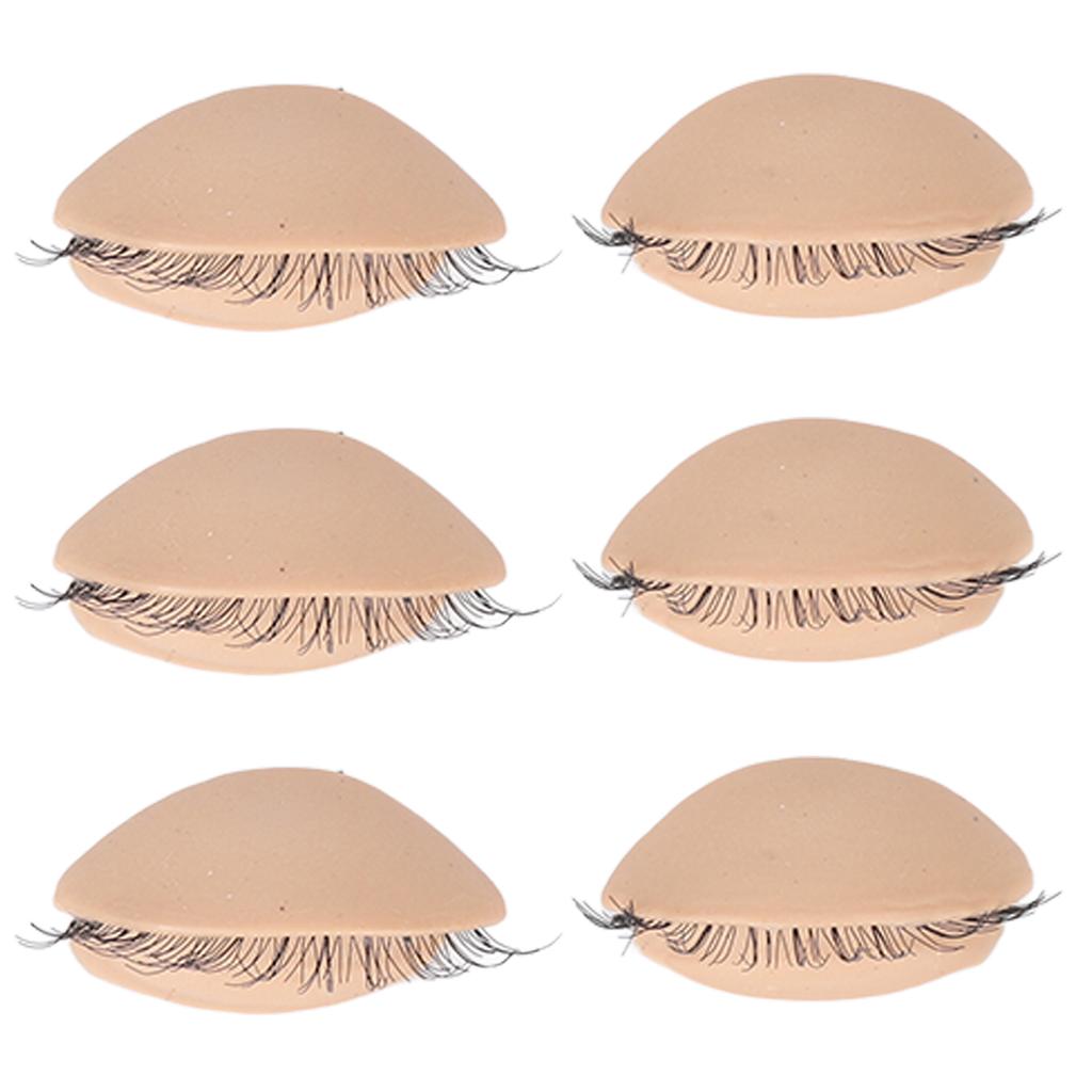 3 пары манекен-головок с веками и ресницами для обучения наращиванию ресниц, пересадка кожи