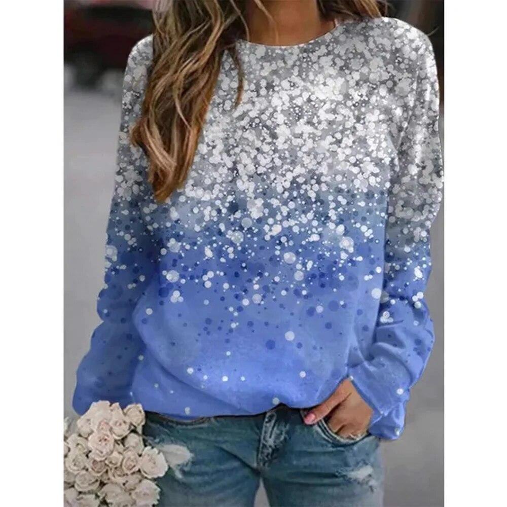 Women Floral Theme T Shirt Graphic Florals O-Neck Long-sleeves Basic Tops