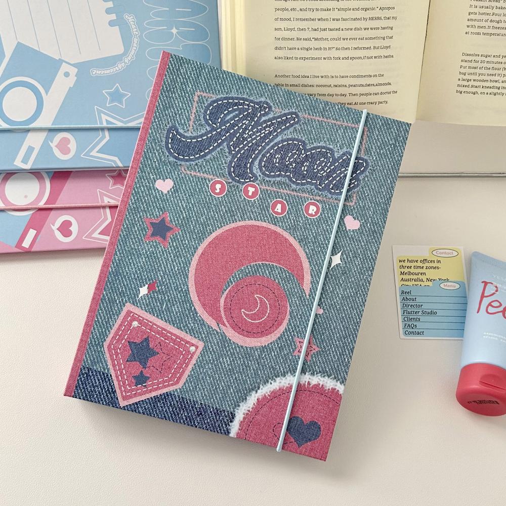 A5 Kpop Photocard Binders Collect Book Denim Hardcover Photo Cards Album Storage Student Notebook American Style Stationery