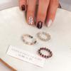 3 шт. Кольца на палец Кольцо с круглым бисером Легкая роскошь Раскрывающееся кольцо Элегантное кольцо с цветным бисером Женское