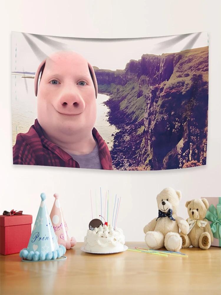 John Pork Smiling Throw Flag Wall Hanging Tapestry Room Dormitory Decor DoubleSided Design for Bedroom Living Room Decoration