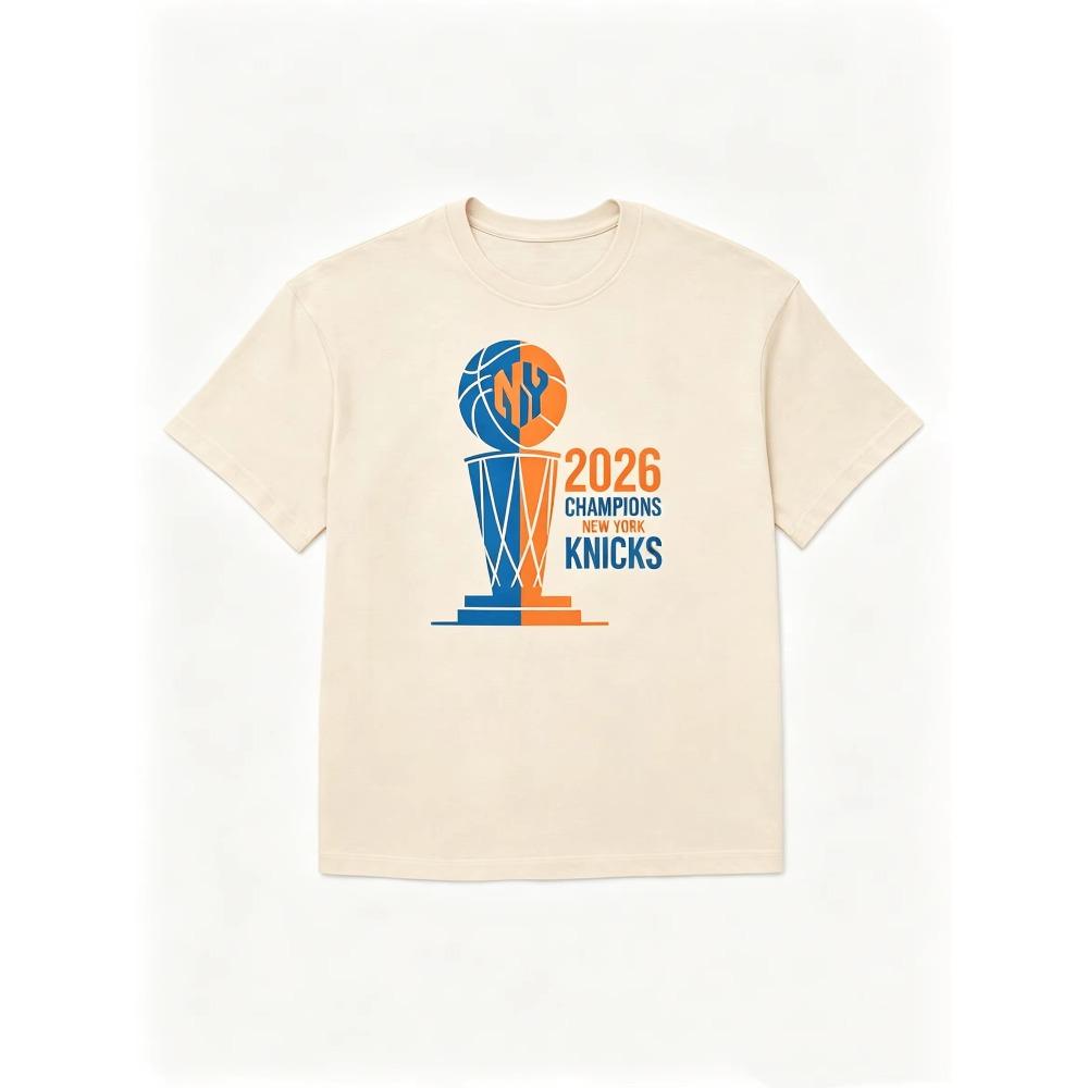 2026 Чемпионы NY Knicks Коллекция Финала New York Knicks Футболка Летняя Новая Мужская Женская Хлопковая Оверсайз Унисекс Харадзюку Высокое качество
