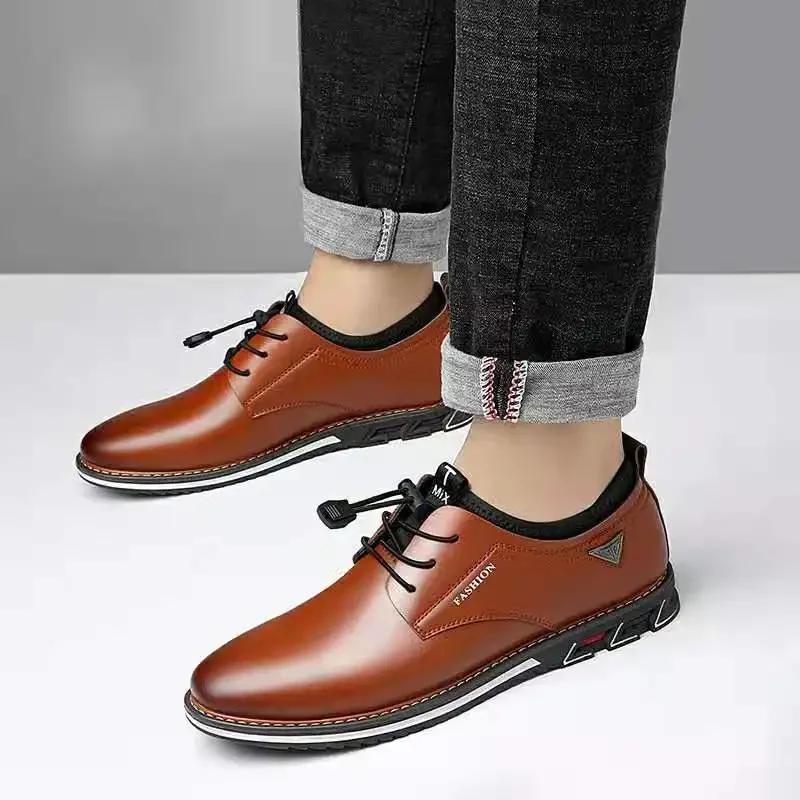 2025 British Style Casual Shoes for Men High Quality Mens PU Leather Shoes Comfortable Fashionable Large Size Male Leather Shoes