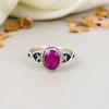 925 Sterling Silver Ruby Gemstone Oval Shape Ring For Women