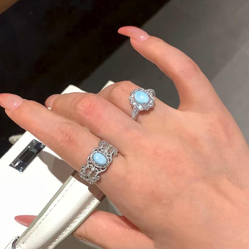 Кольцо Zhuo Zhifan Lace Pink Bao из серебра 925 пробы, стиль «голубиное яйцо» 6x8 мм для женщин