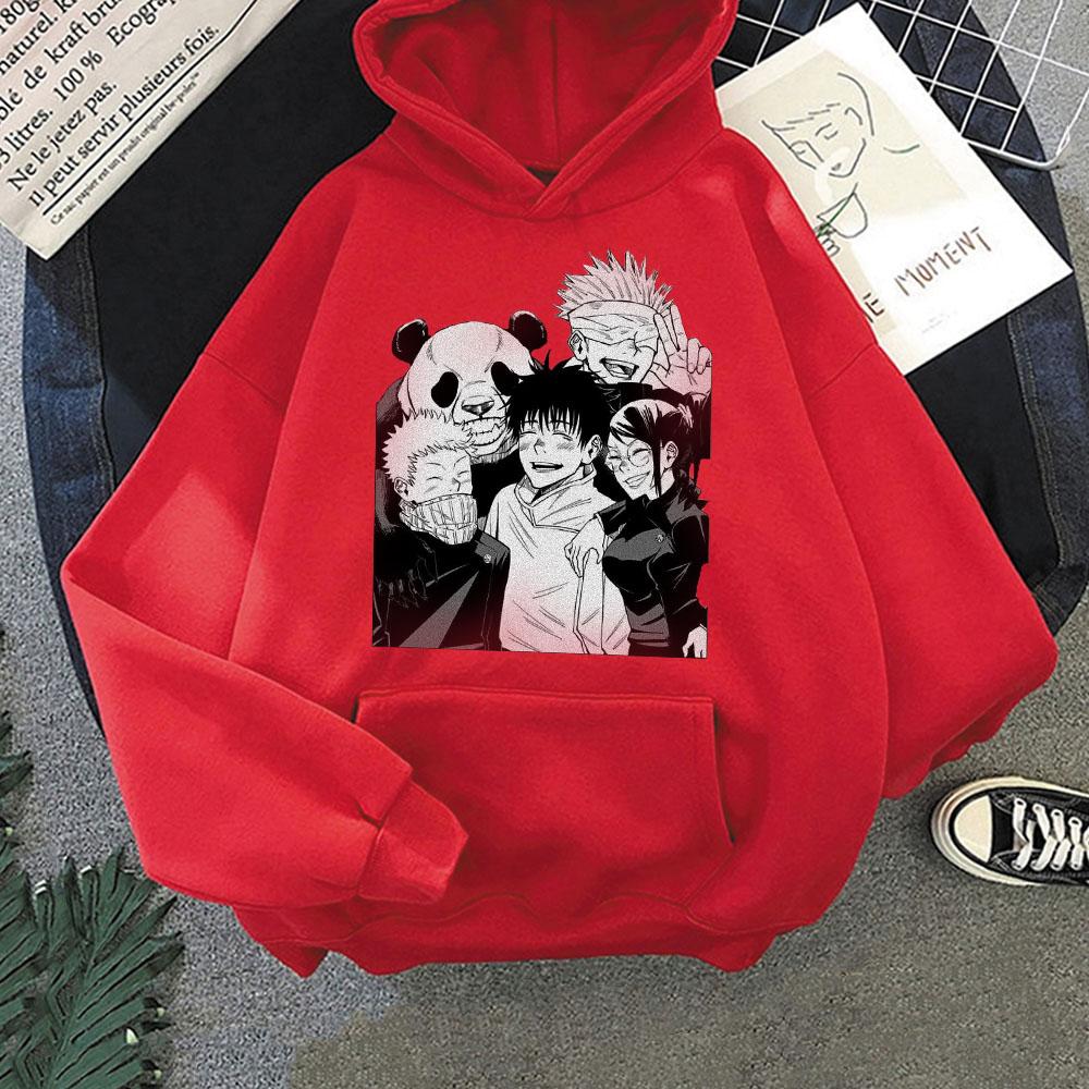 Новые толстовки Harajuku Anime Jujutsu Kaisen Yuta Okkotsu Squad Kawaii Manga Gojo Satoru Panda Harajuku, зимние повседневные мужские толстовки