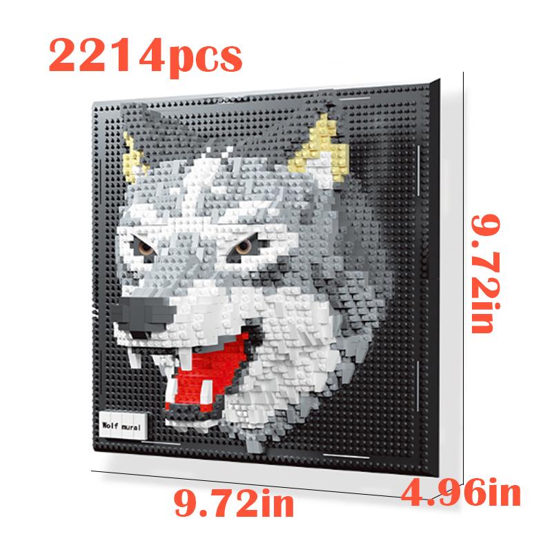 Креативная настенная картина в рамке с изображением акул, орлов, попугаев, DIY 3D микро-животные из строительных блоков, подарок для взрослых