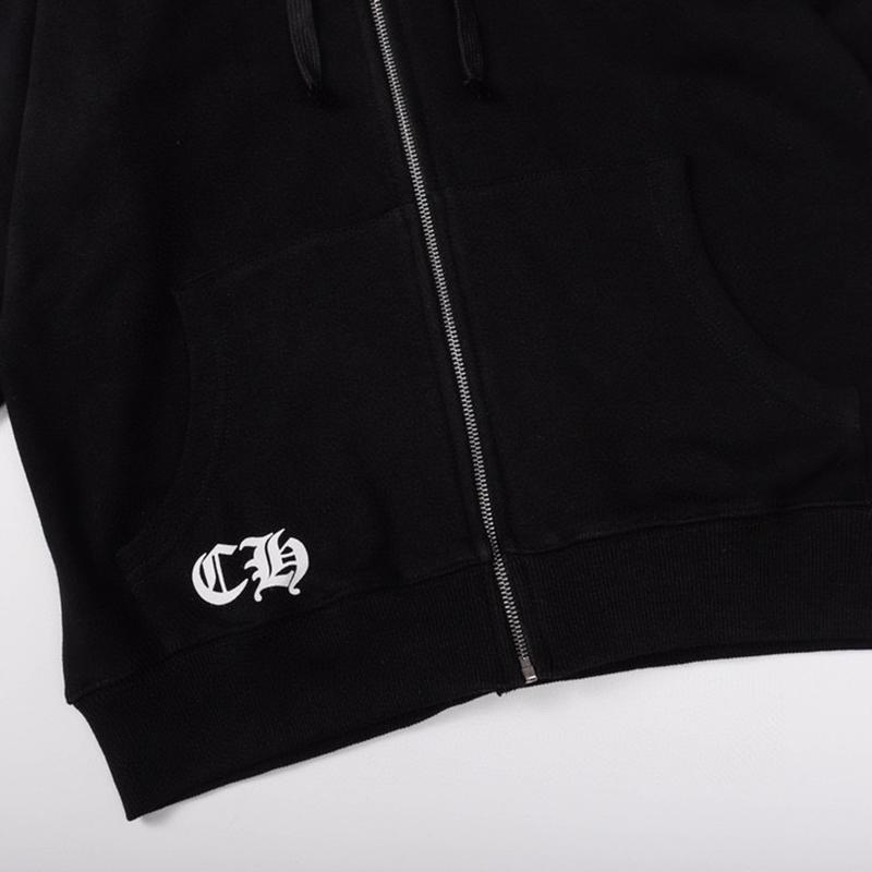 828 CHROME HEARTS Осень-Зима 2026 Новая Толстовка с Капюшоном Классического Стиля с Логотипом и Молнией Большого Размера, Подходит для Ношения Парами