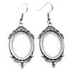 Drop & Dangle Earring Oval Ear Hook Glass Cabochon Base Setting Tray Vintage Jewelry SuppliesEarring Size 18x19mm QE017