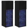 Wall Mounted TV Cabinets with LED 2 Pcs Black Oak Effect