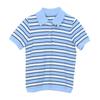 2025 Весна/Лето Женская Повседневная Трикотажная Футболка с Коротким Рукавом, Поло-воротником, Цветным Блоком и Полоской