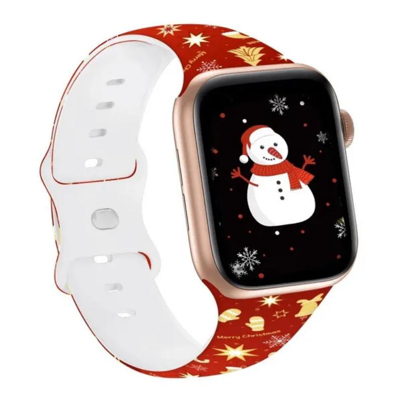 Силиконовый рождественский ремешок для apple Watch 44мм 40мм 49мм 41мм 45мм 42мм Печатный браслет iwatch серия 9 8 7 6 3 5 ultra 2
