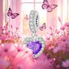 Подвески из стерлингового серебра 925 пробы, цирконы, розовые сердечки-амулеты, бусины, подходят для оригинальных браслетов, браслетов-цепочек, DIY-украшения для женщин