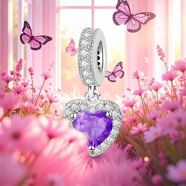 Подвески из стерлингового серебра 925 пробы, цирконы, розовые сердечки-амулеты, бусины, подходят для оригинальных браслетов, браслетов-цепочек, DIY-украшения для женщин