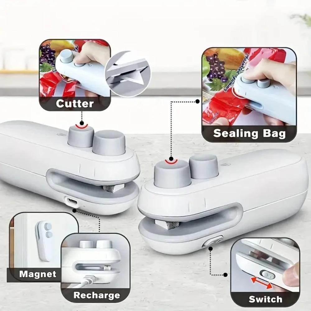 2 in 1 Mini Heat Bag Sealing Machine Moisture-Proof Food Sealer Clip Snack Bag Resealer  Candy