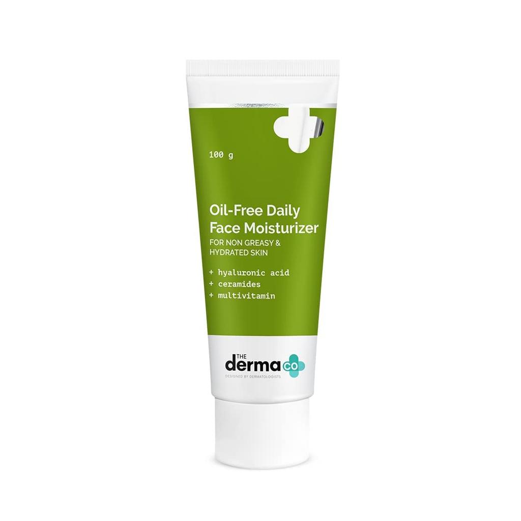 Derma Co Ежедневный увлажняющий крем для лица без масел | С гиалуроновой кислотой, керамидами и мультивитаминами | Для кожи, склонной к жирности, и увлажненной кожи | Длительное увлажнение