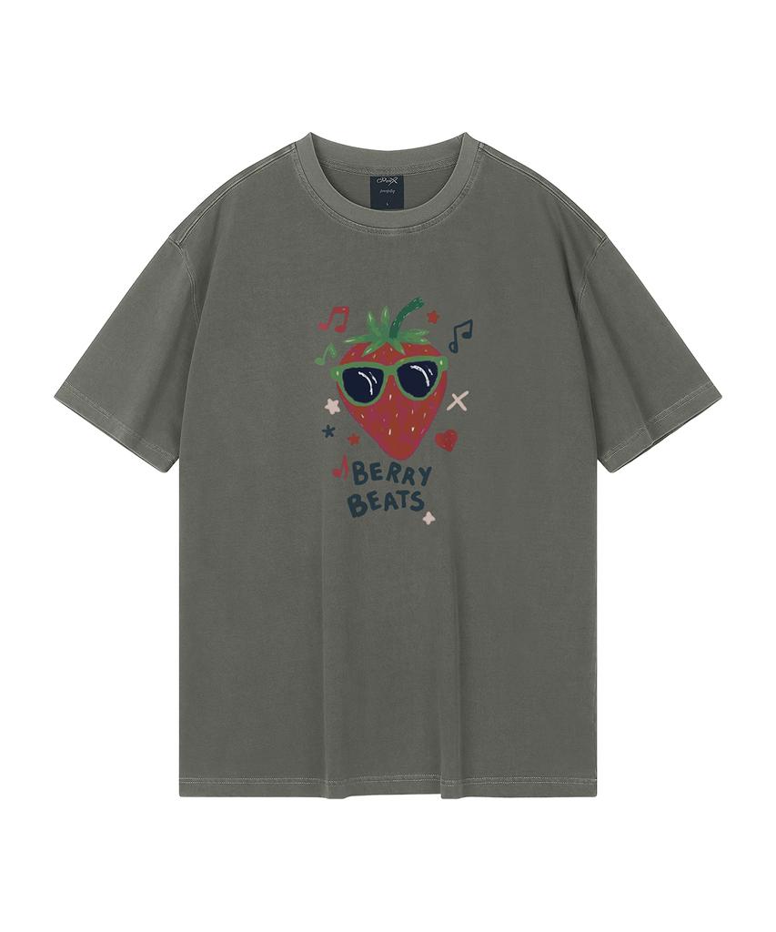 WILDROCK Berry Beats Pigment Oversized Short Sleeve T-Shirt (Cropped) (Type A)