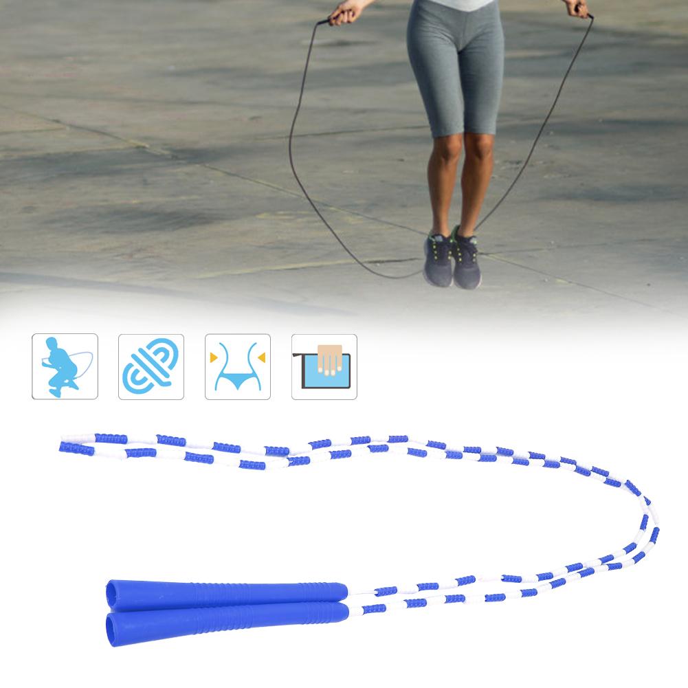 Скакалка сегментированная бисерная для взрослых и детей, спортивная, для упражнений, скакалка (Синий   Белый)