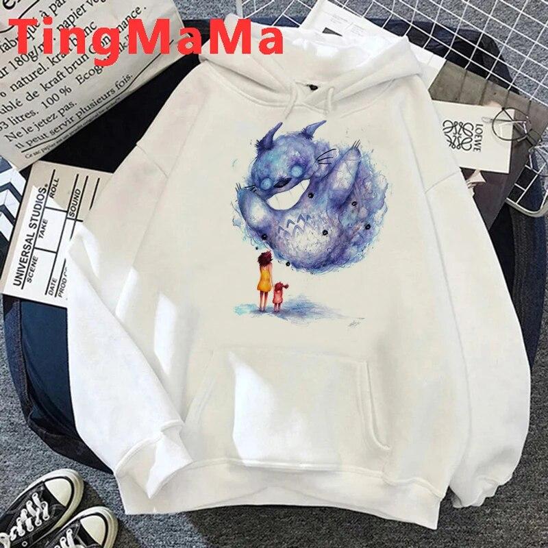 Толстовки с капюшоном из японского аниме, женские толстовки с капюшоном Kawaii Miyazaki Hayao, уличная одежда с рисунком унисекс, толстовки в стиле Харадзюку, женские унисекс