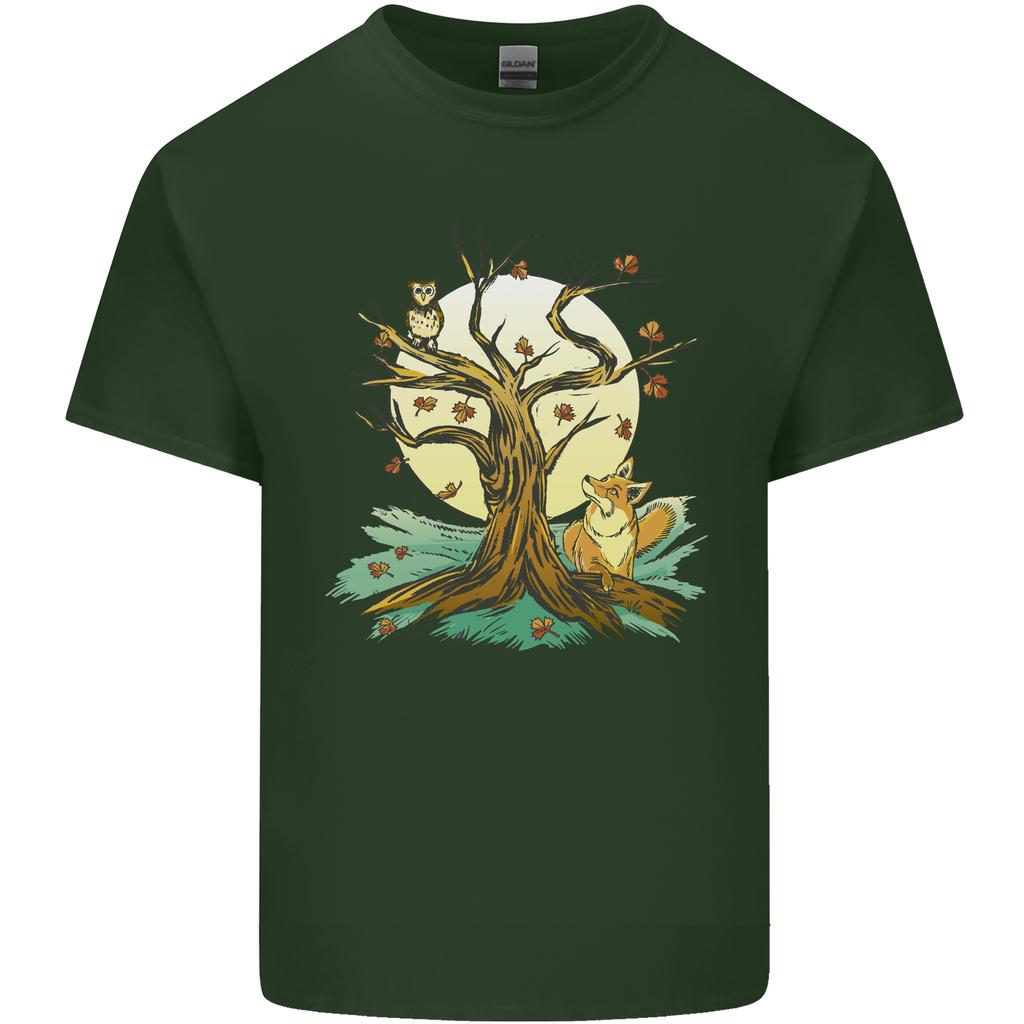 An Owl and Fox Tree Nature Ecology Unisexs Light Cotton TShirt