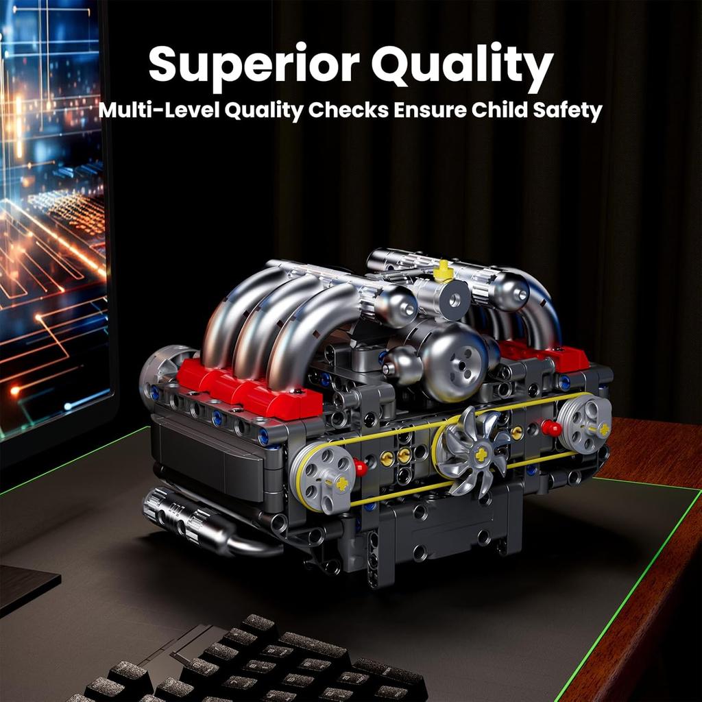 MOULD KING 10193 Техническая часть автомобиля Игрушки Моторизованный оппозитный двигатель Строительный блок Новые горизонтально-оппозитные двигательные блоки