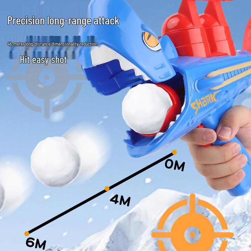 Снежкометатель Акула: Игрушечный пистолет с мягкими пулями для зимних игр на снегу на открытом воздухе