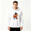 Men Anime Character Print Pullover Hoodie Casual Orange Pattern Long Sleeve Hooded Sweatshirt