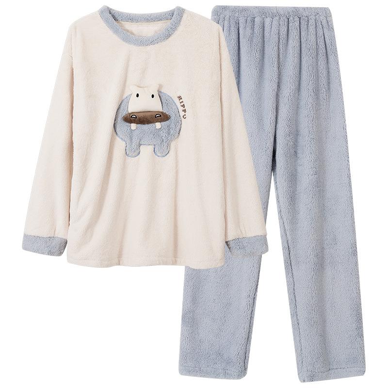 Флисовая пижама для пары «Снежинка» для мужчин и женщин, осенне-зимняя, флисовая, утолщенная, из кораллового флиса, милая мультяшная, теплая, комплект для дома