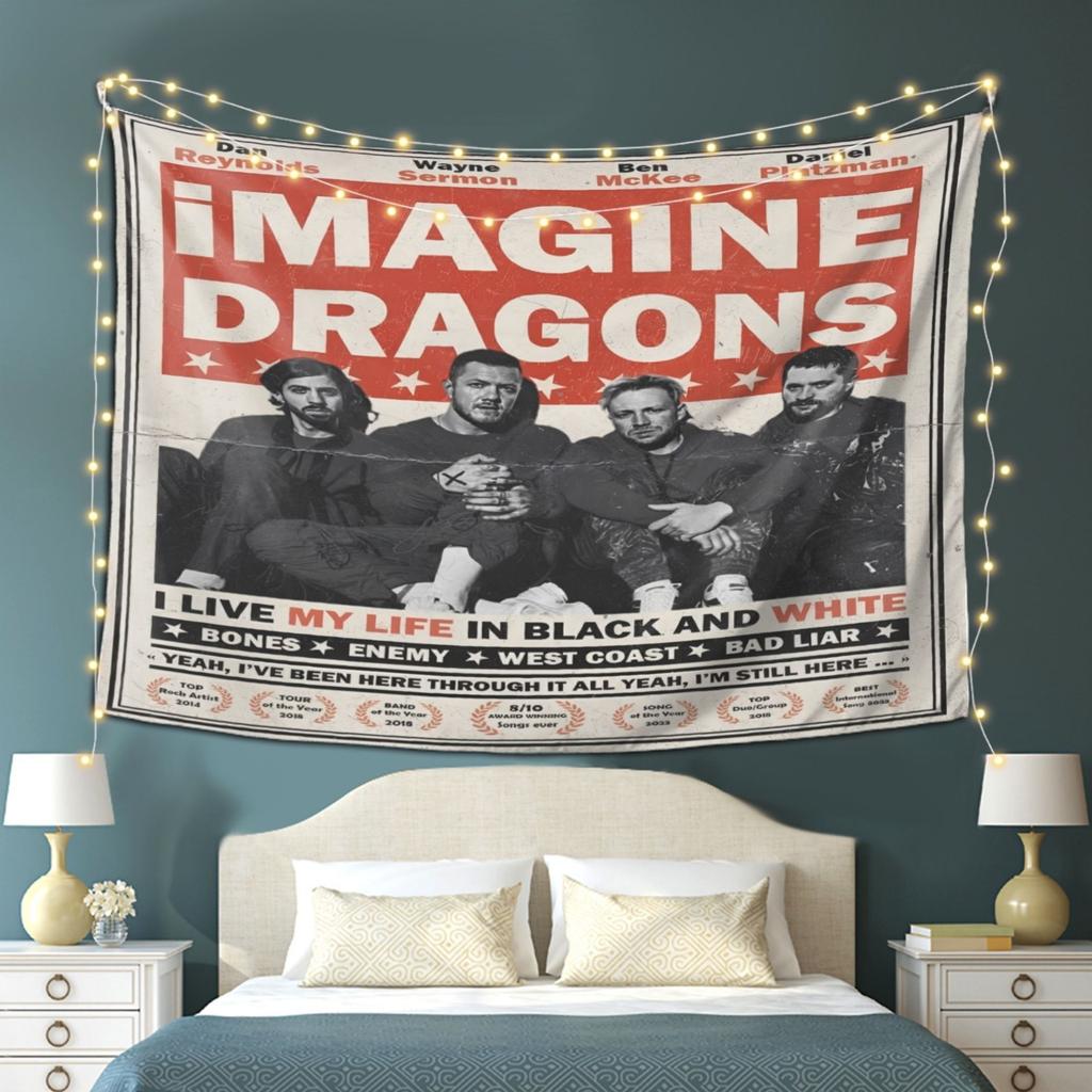 1 шт. Гобелен с изображением группы Imagine Dragons Прочный, устойчивый к складкам, мягкий полиэстер, настенное панно с вдохновляющими цитатами