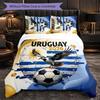 Uruguay Football Pattern 3 Pieces Bedding Set Soft Microfiber Duvet Cover with Pillow Cases for Bedroom