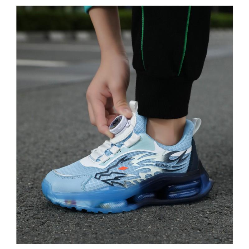 Boys Mesh Running Shoes With Rotating Buckle Breathable Kids Sports Sneakers All