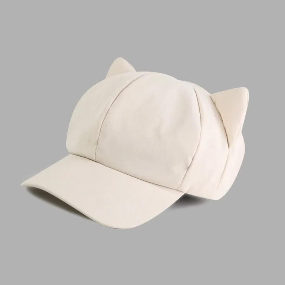Casual Y2k Cat Ear Hat Solid Color Peaked Cap Cute Women's Baseball Hat Girl