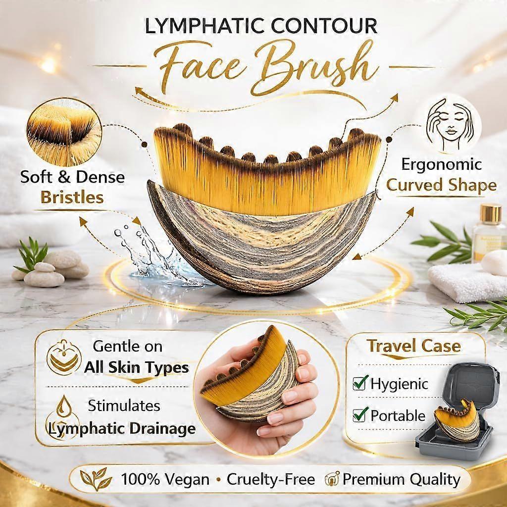 Lymphatic Drainage Face Brush Soft Bristle Facial Dry Brush for Face and Neck, Lymphatic Contour Massage Tool, Gua Sha Alternative for Depuffing,