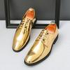 Britain Fashion Men's Pointed Mirror Pu Leather Gold Silver Casual Dress Homecoming Shoes Male Formal Wedding Oxfords Footwear