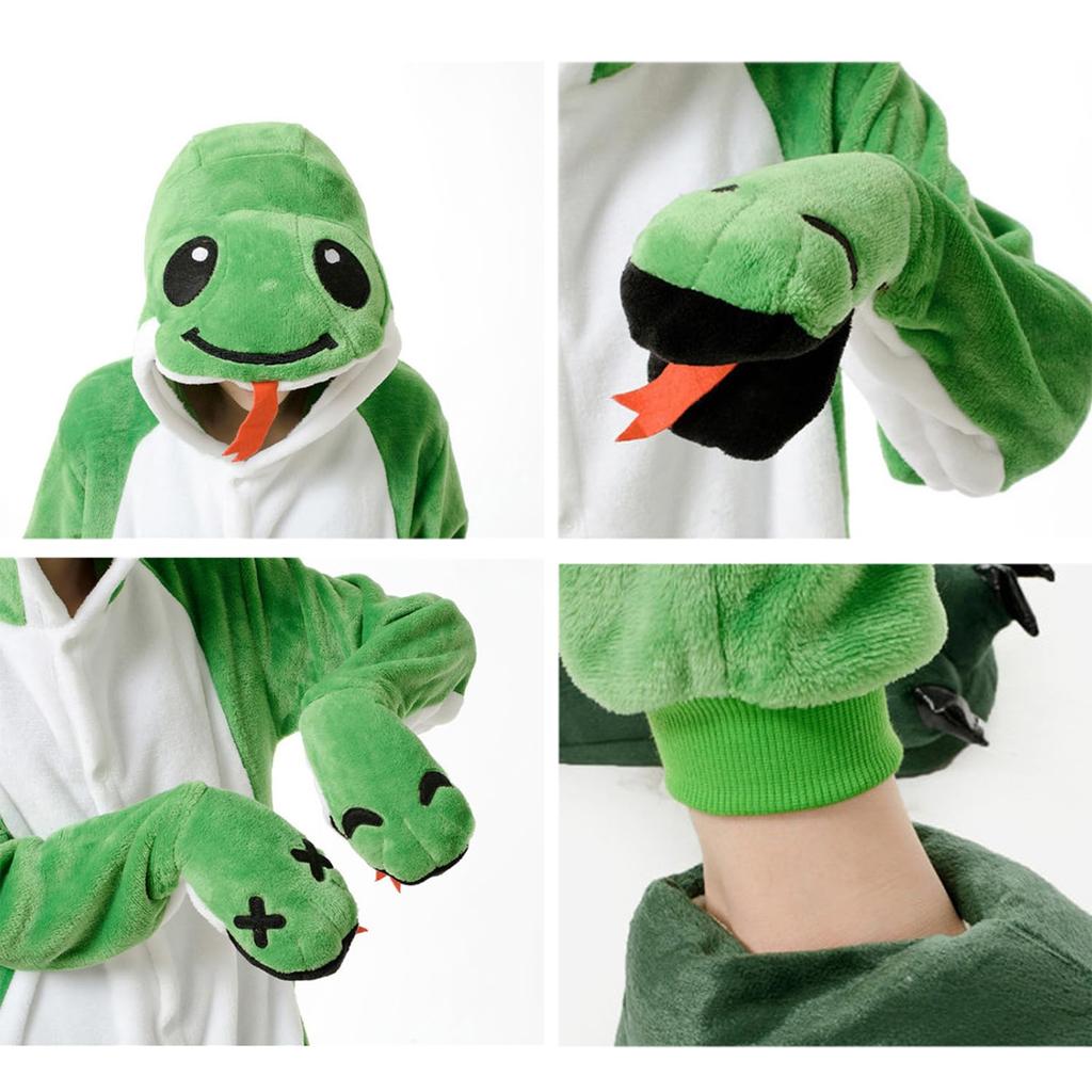 Kalk Life Пижама-кигуруми Змея для детей, Одежда для дома, Цельный комбинезон-пижама, Зимний, Пушистый, Теплый комбинезон, Милый, Костюм для косплея животного,