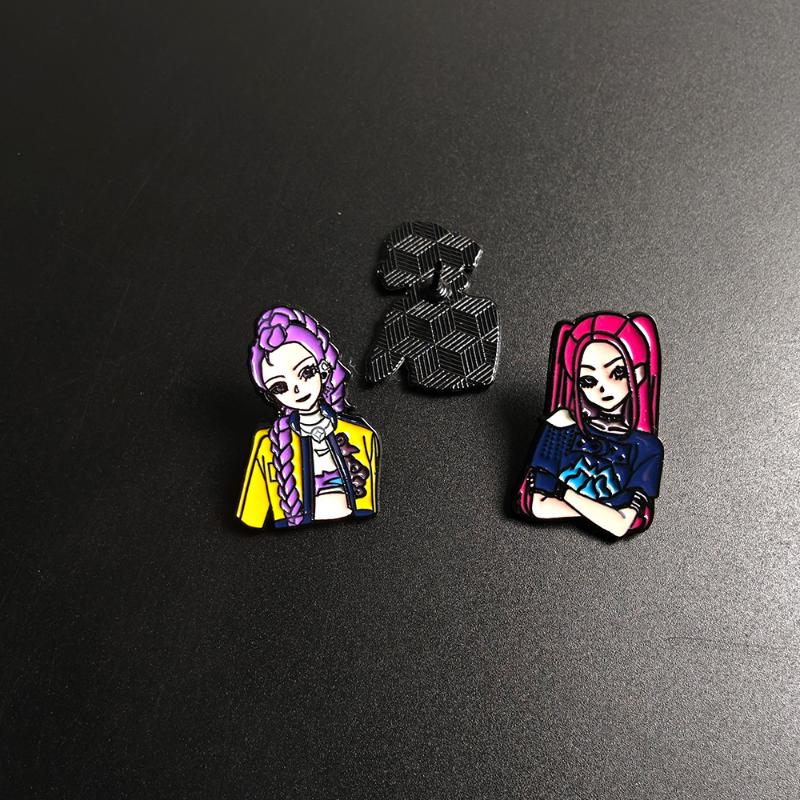 1/4Pcs Kpop Demon Hunter Character Enamel Brooch Cartoon Anime Lapel Pins Backpack Clothing Accessories  Jewelry Gift