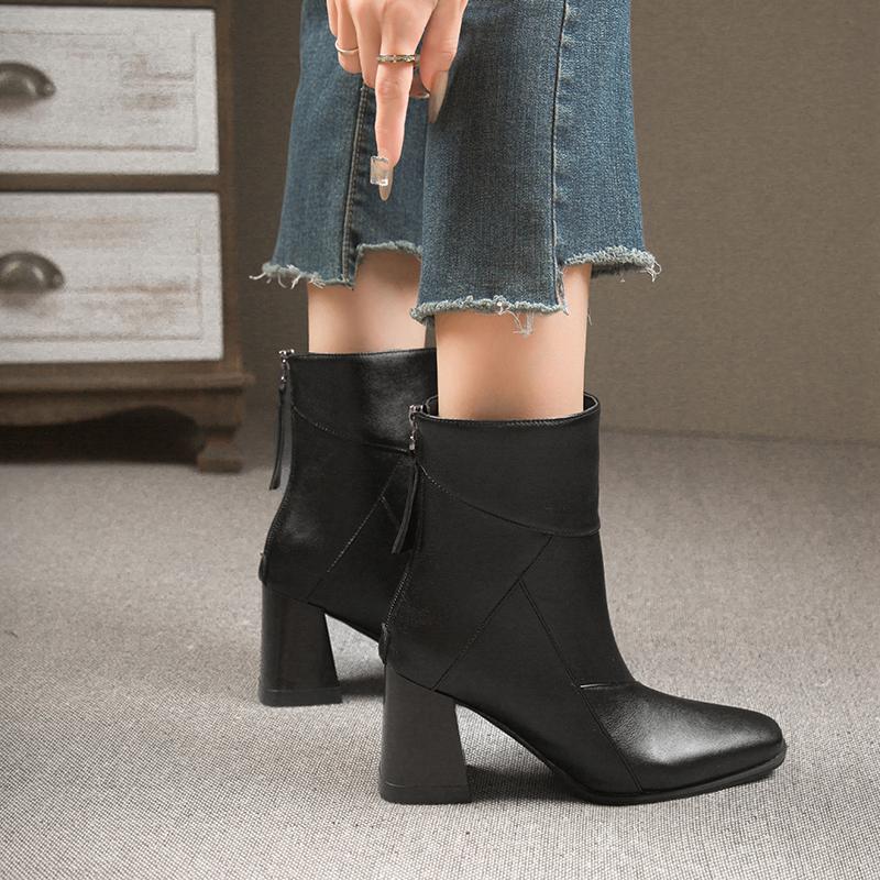 Модные высококачественные толстые квадратные сапоги с квадратным носком, универсальные, удобные, нескользящие, дышащие, износостойкие, модные женские сапоги