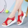 Модные сандалии женские лето 2024 новые с открытым носком плоские римские женские сандалии летающие тканые полые платформа спортивные сандалии плоские сандалии