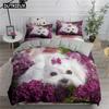 Lovely White Dogs Bedding Set Animal Fashion 3D Print Comforter Luxury Queen King Single Size Duvet Cover Set Home Textile Decor