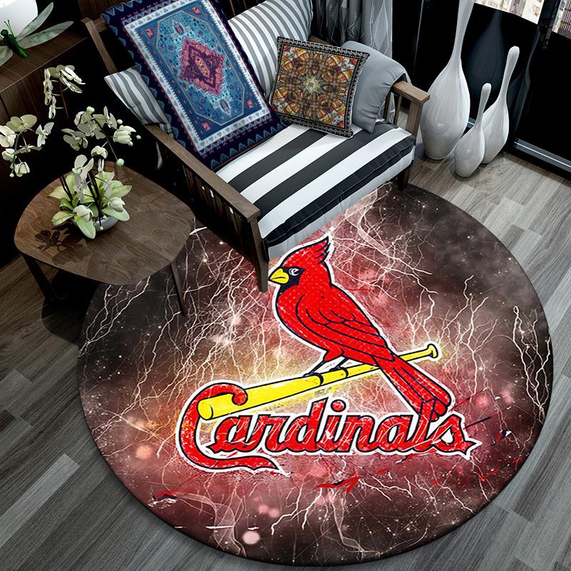 St.Louis Cardinals Round Area Rug,Carpet Rug for Living Room Bedroom Sofa Playroom Decor,Non-slip Floor Mat