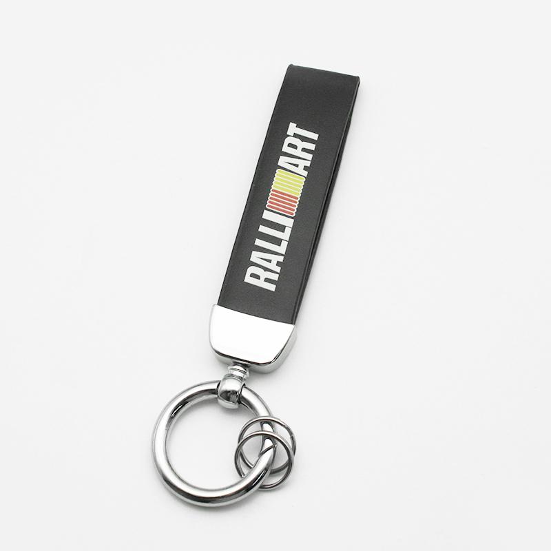 1Pc 3D Metal Car Keychain For Mitsubishi ASX Lancer EVO Pajero Outlander L200 Lancer PU Leather Emblem Key Ring Auto Accessories