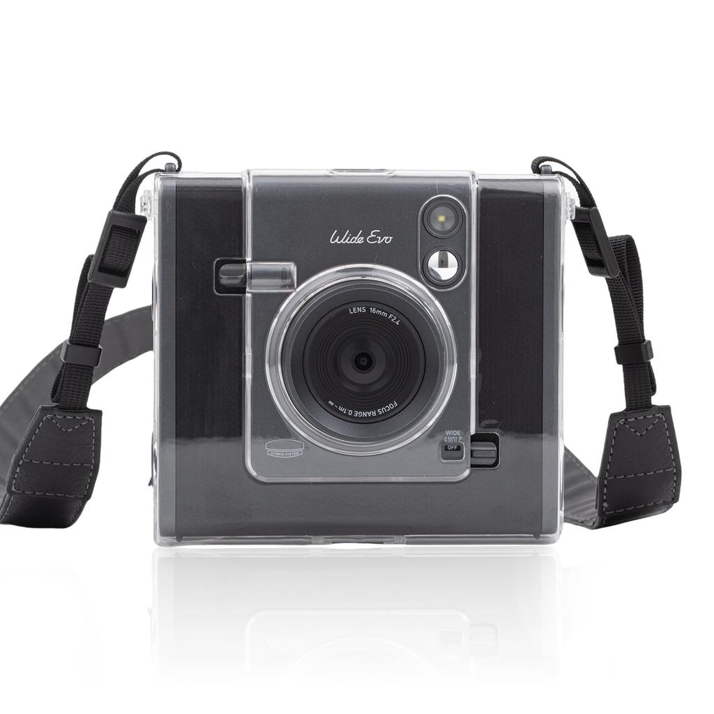 Прозрачный защитный чехол Rieibi для моментальной камеры Fujifilm Instax Wide Evo - Жесткий чехол-переноска с плечевым ремнем (Камера не включена)