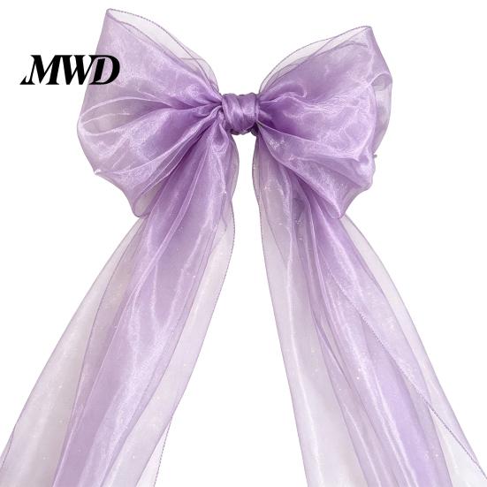 Big Fabric Bows for Birthday Events 79x20 Inch Giant Bow Christmas Tree Topper, Oversized Tulle Romantic Lawn Weddings Ornament with Long Streamer