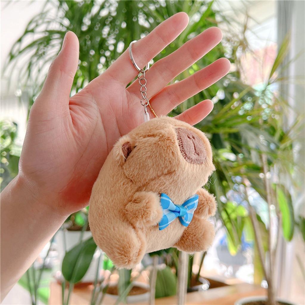Capybara Plush Keychain Cute Bag Pendant Creative Fluffy Animals Keyring Kawaii Stuffed Doll Keychains Birthday Gift