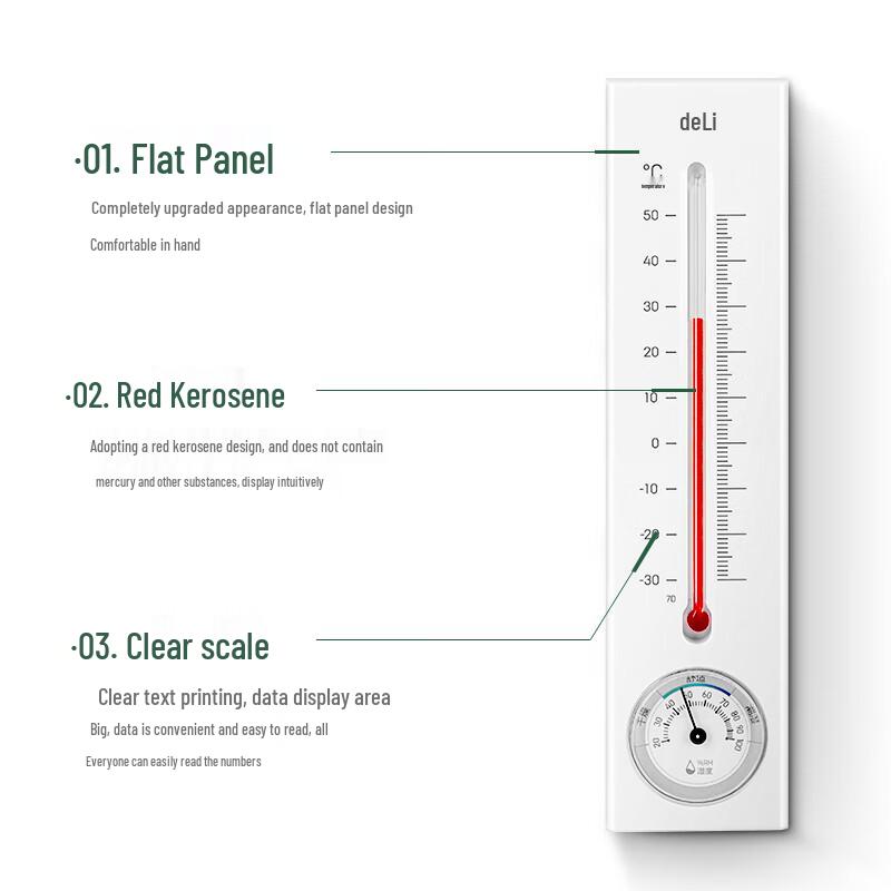 Deli 9013S Wall-Mounted Thermometer Hygrometer