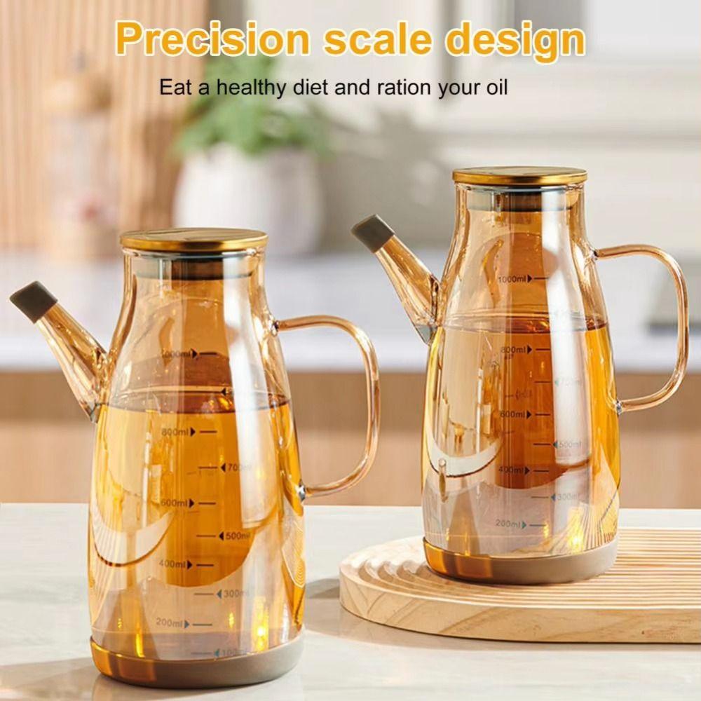Leakproof Cooking Oil Bottle Rubber Base Soy Sauce Pot Multipurpose Glass Oil Cruet Container  Home