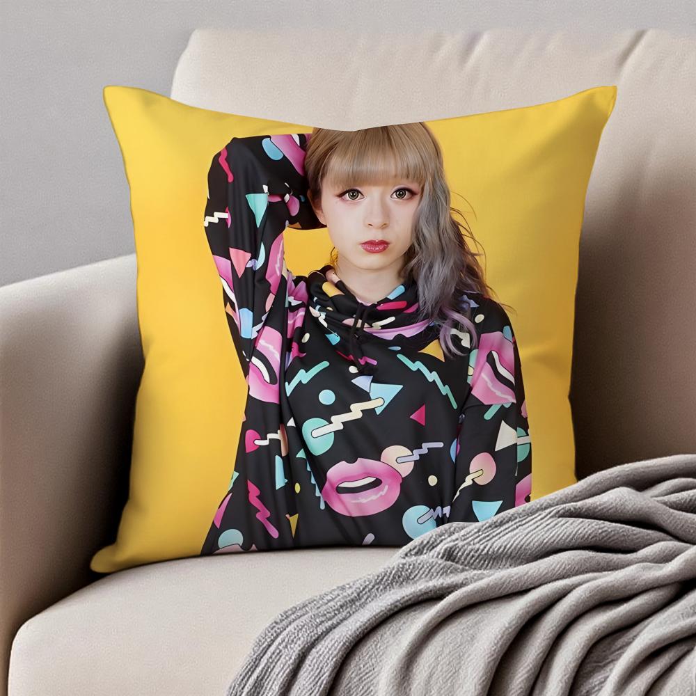 popular female singer MMARiA Cushion Cover Pillowcase Antidustmite Invisible Zipper Short Plush Sofa Cushion