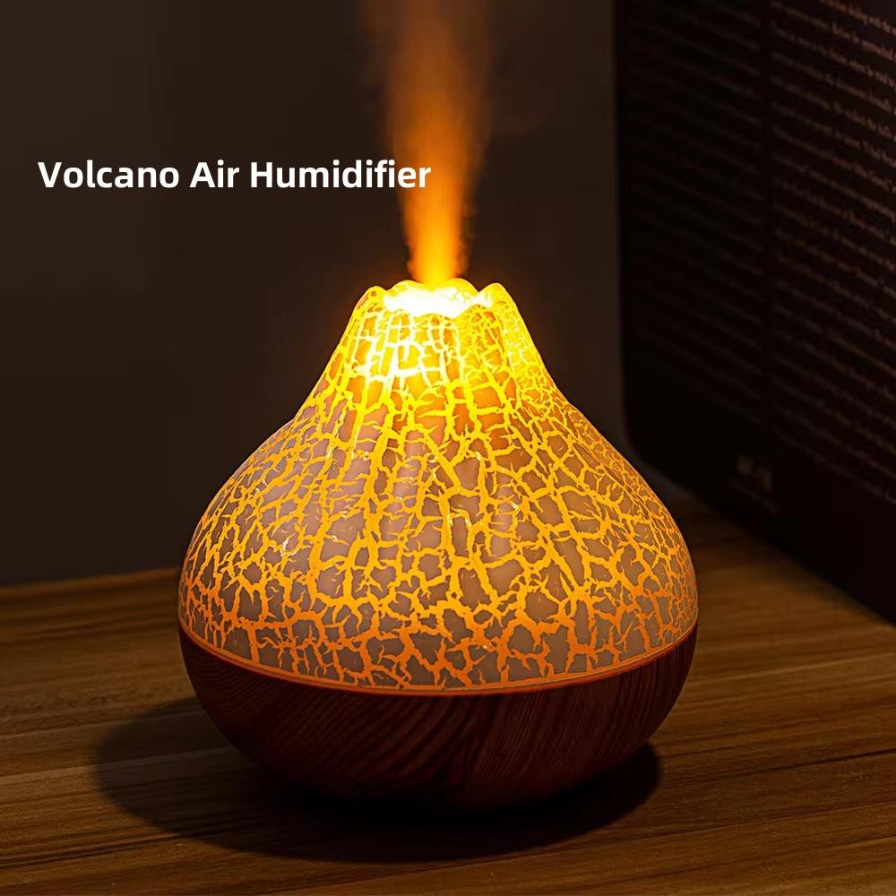 Увлажнитель воздуха Volcano 300 мл, домашний настольный USB-устройство, имитация радужного пламени, увлажнитель воздуха, ароматизатор с цветными ночными огнями