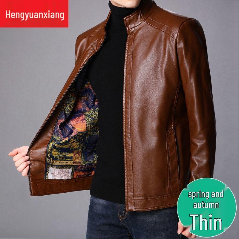 Мужская утолщенная кожаная куртка из овчины для осени и зимы - Идеально подходит для среднего и пожилого возраста