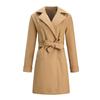 Autumn Winter Coats For Women Wool Blend Long Jackets Turn Dowmn Collar Slim Belt Bandage Outerwear Overcoat